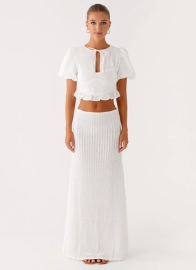 Megan Balloon Sleeve Top - White Megan Balloon Sleeve Top - White