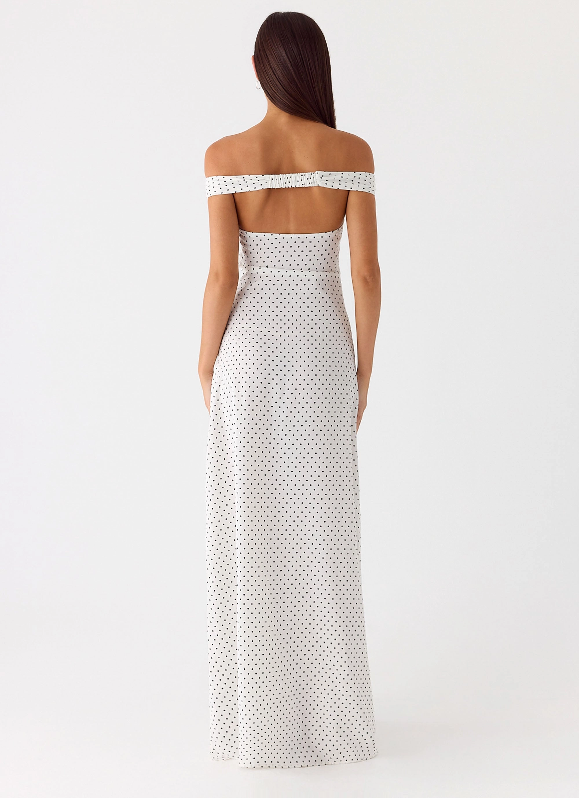 Melany Maxi Dress - White Polkadot