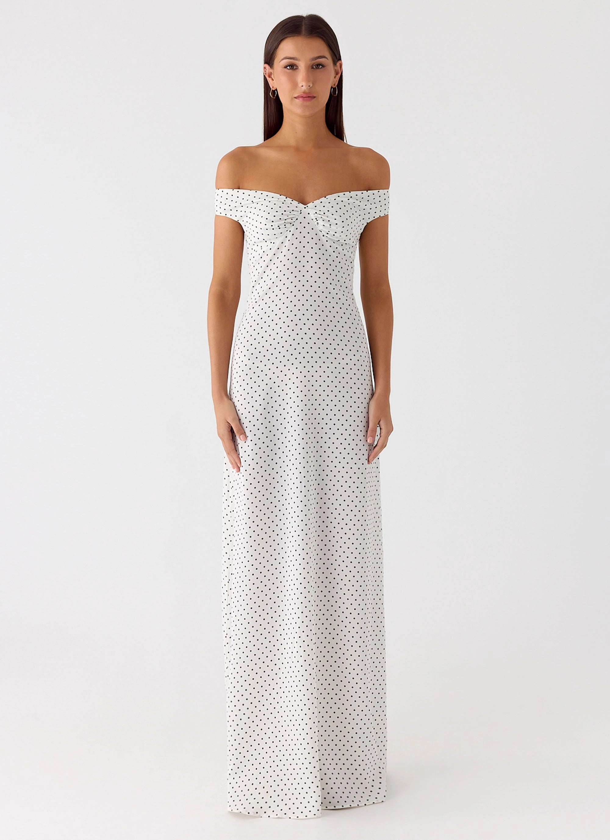 Melany Maxi Dress - White Polkadot