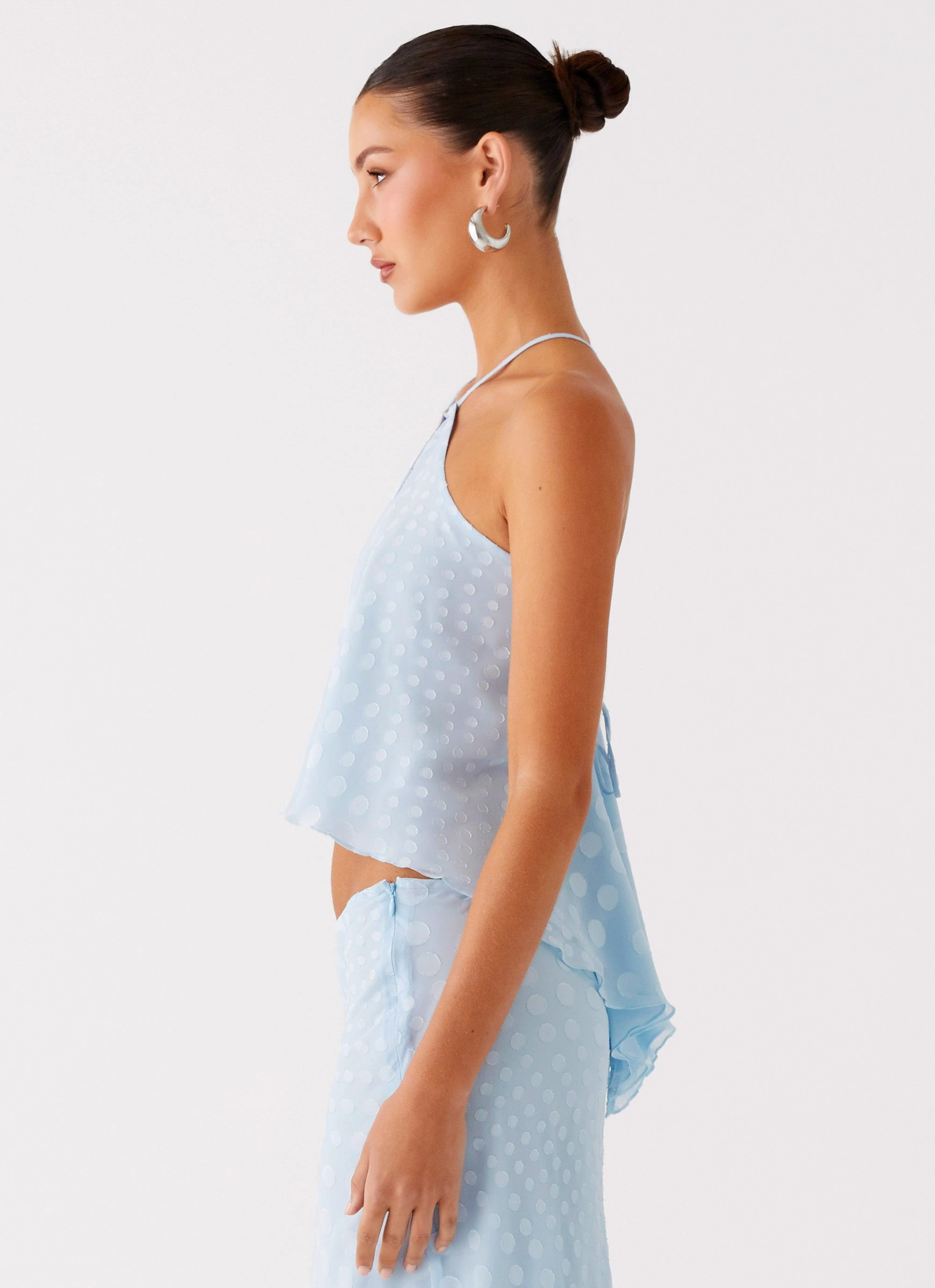 Mena Chiffon Spot Top - Blue