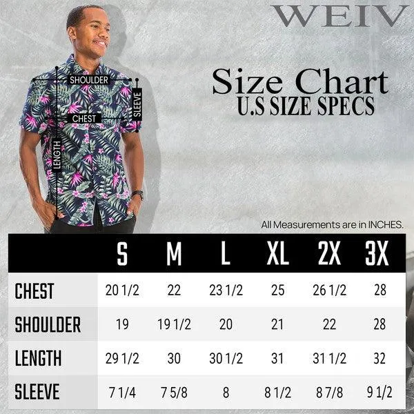 Mens Burgundy Hawaiian Button Down Shirt