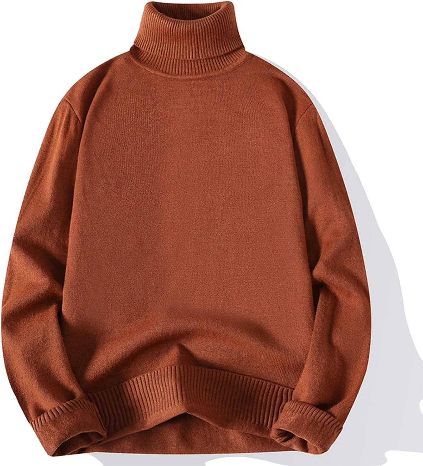 Men's Casual Sweater Knitted Turtleneck Pullover Long Sleeve Slim Solid Colour Sweater Soft Warm Fashion Top
