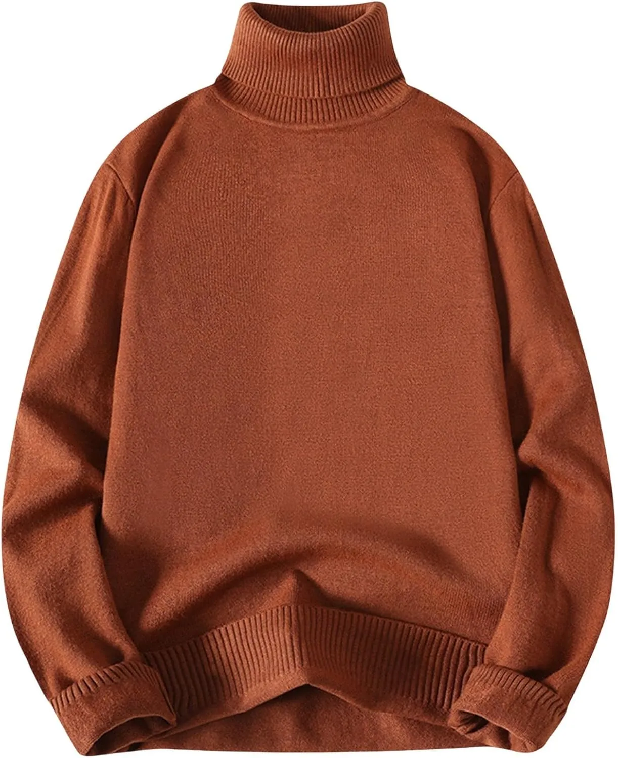 Men's Casual Sweater Knitted Turtleneck Pullover Long Sleeve Slim Solid Colour Sweater Soft Warm Fashion Top
