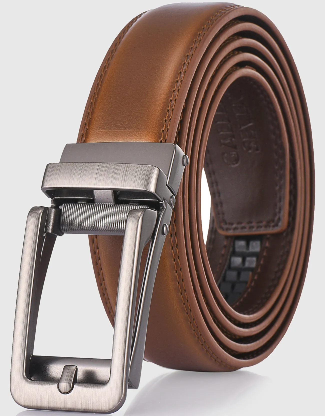 Men's Classic Keen Design Leather Ratchet  Belt