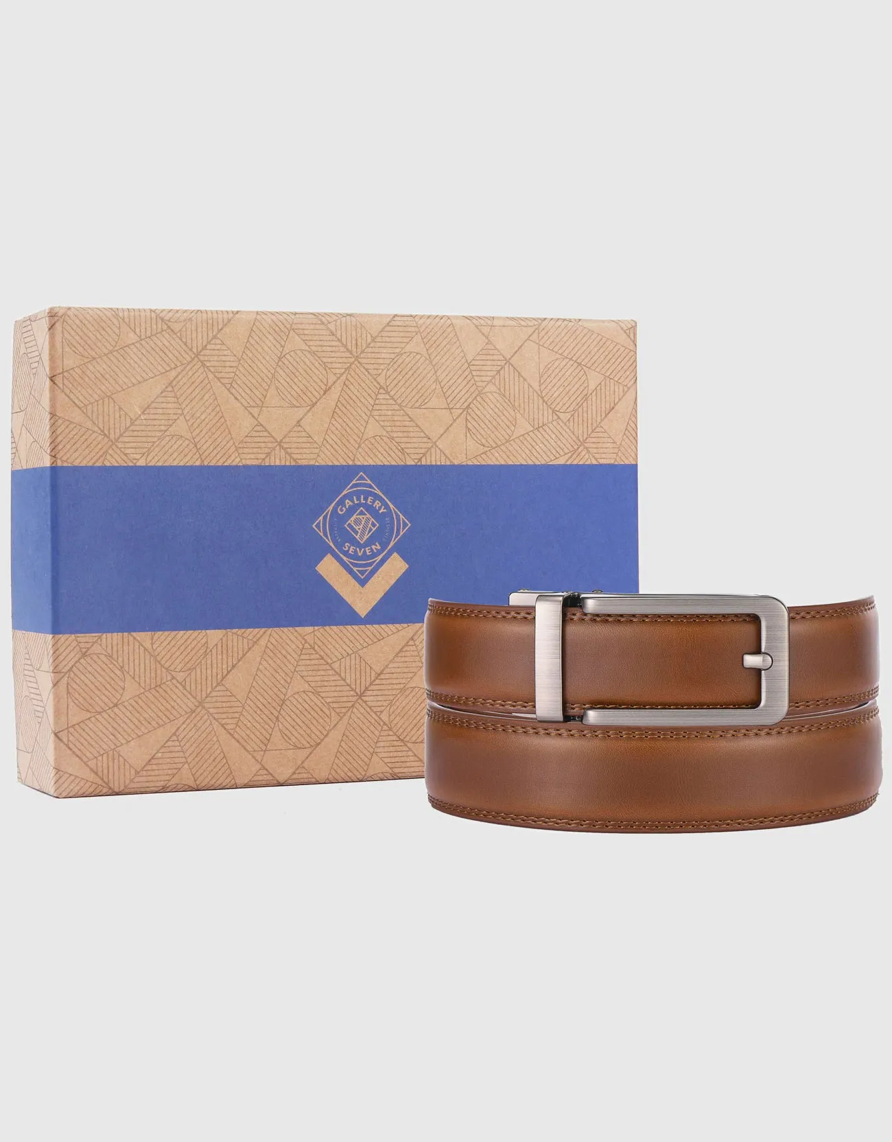 Men's Classic Keen Design Leather Ratchet  Belt