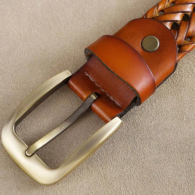 Men's Genuine Leather Braided Belt