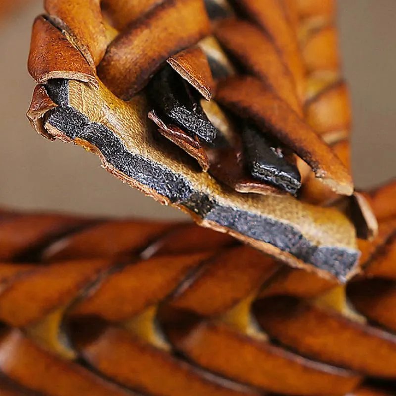 Men's Genuine Leather Braided Belt