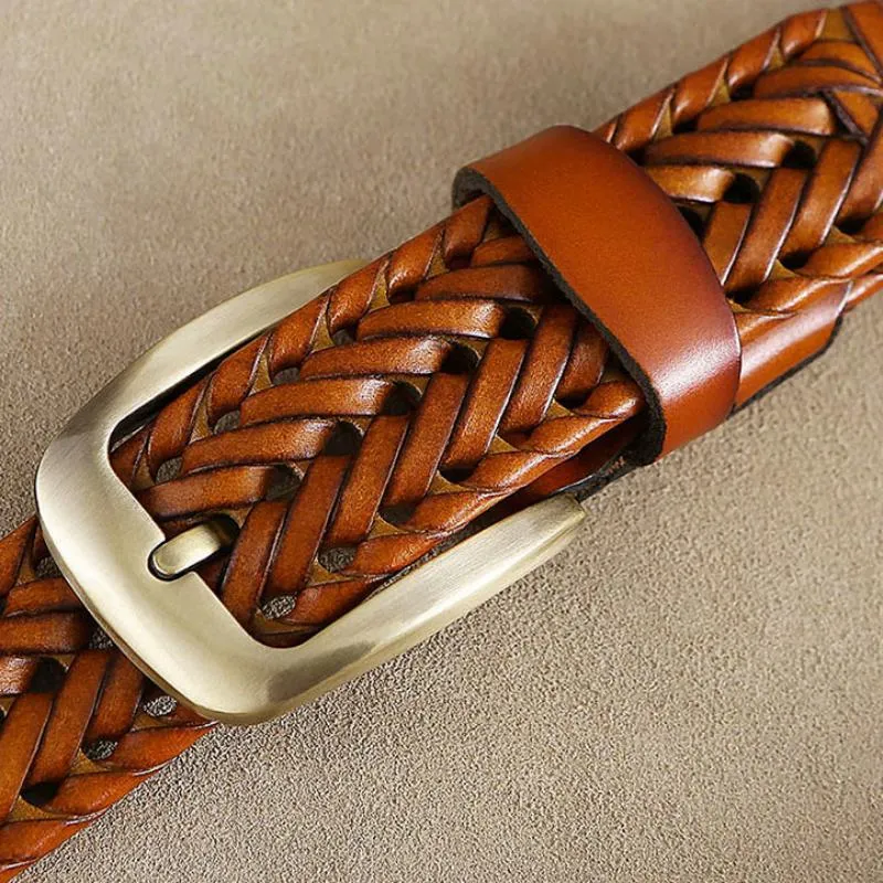Men's Genuine Leather Braided Belt