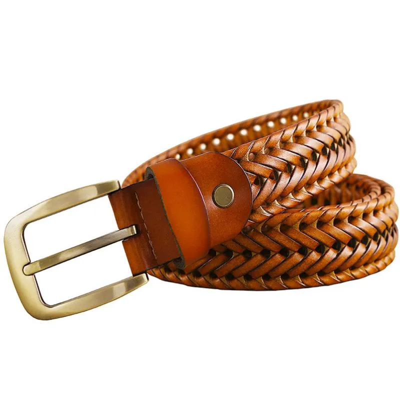 Men's Genuine Leather Braided Belt