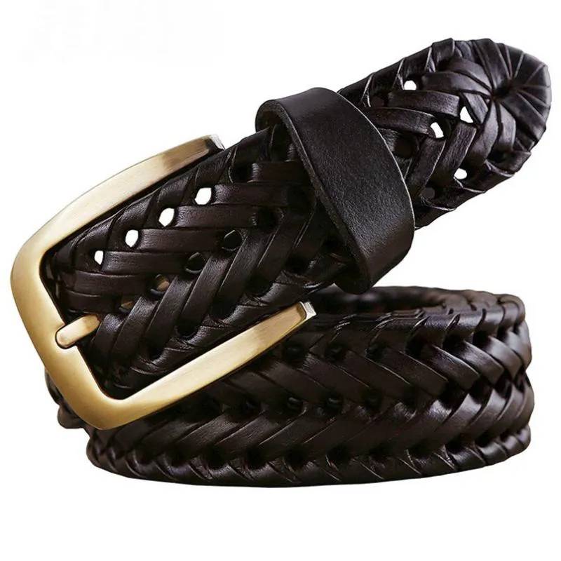 Men's Genuine Leather Braided Belt