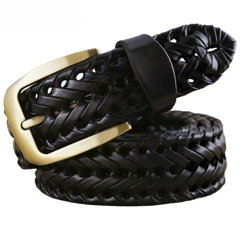Men's Genuine Leather Braided Belt