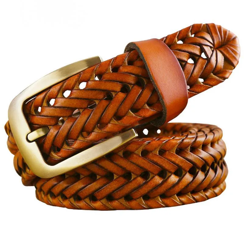 Men's Genuine Leather Braided Belt