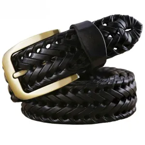 Men's Genuine Leather Braided Belt