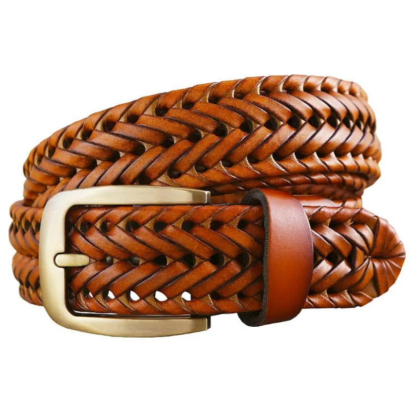 Men's Genuine Leather Braided Belt