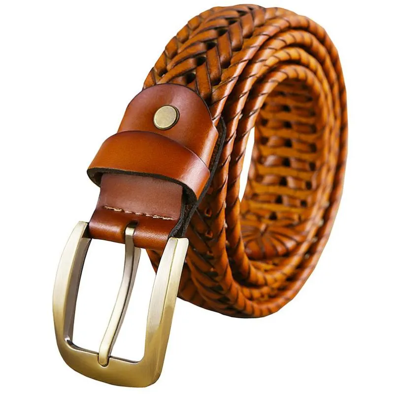 Men's Genuine Leather Braided Belt