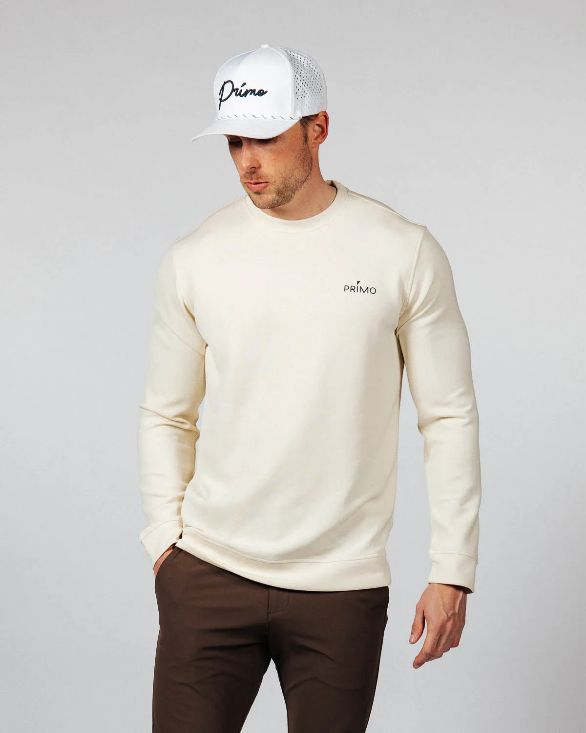 Men's Light Khaki Golf Crew Neck