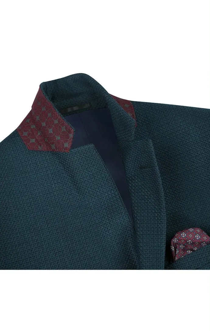 Men's Slim Fit Blazer Wool Blend Sports Jacket in Emerald Green