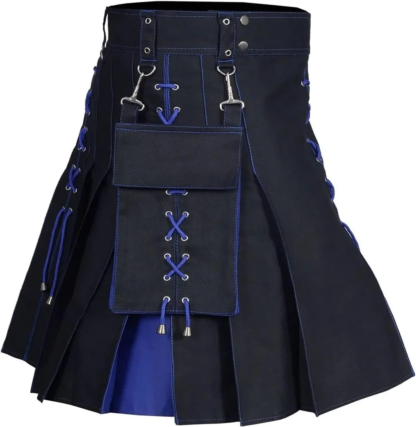 Mens Utility Kilt Pin Scottish Tartan Pleated Skirt Hybrid Royal Stewart Pockets Kilts Kilt Accessories for Men