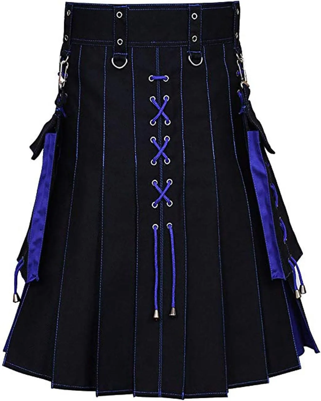 Mens Utility Kilt Pin Scottish Tartan Pleated Skirt Hybrid Royal Stewart Pockets Kilts Kilt Accessories for Men