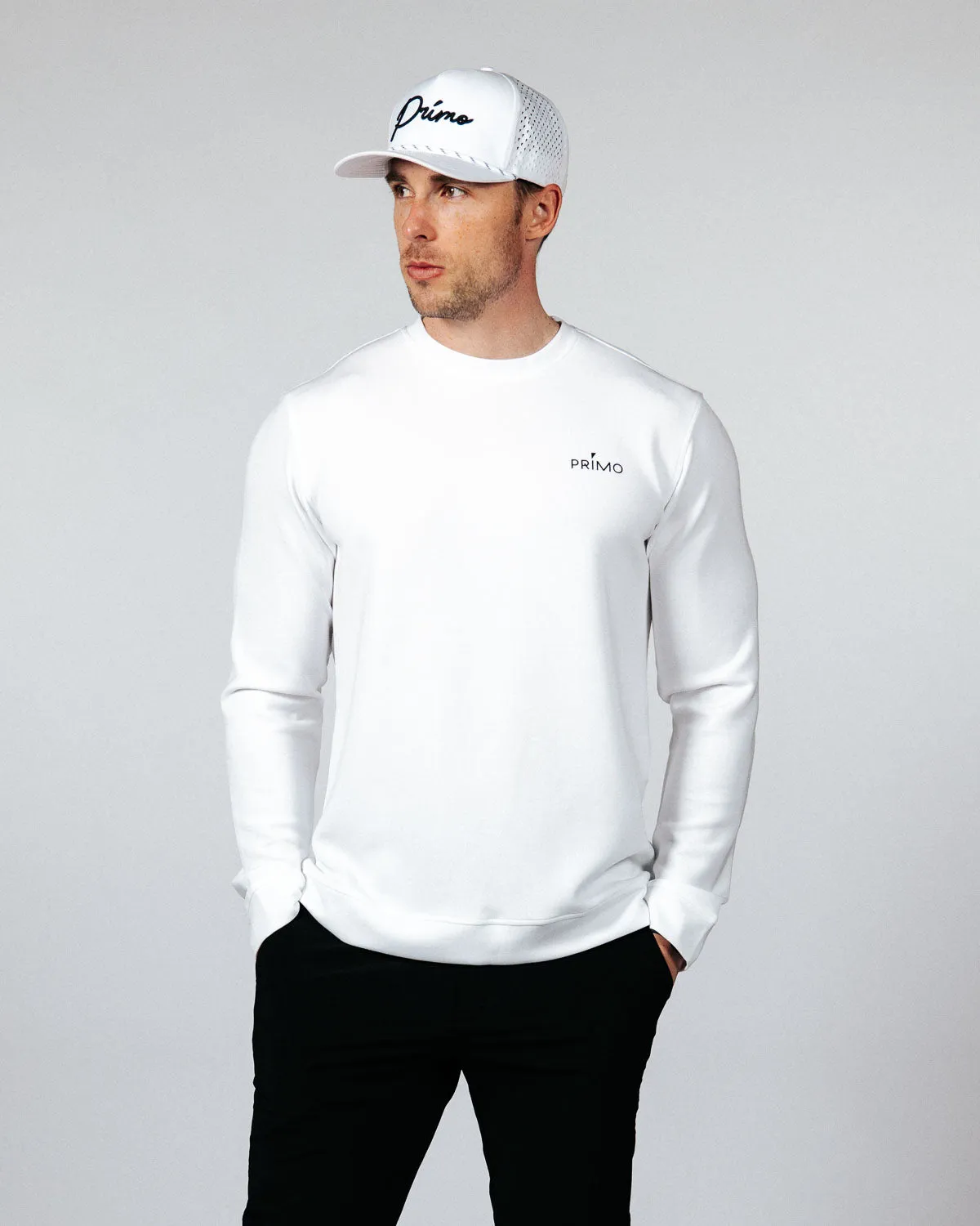 Men's White Golf Crew Neck