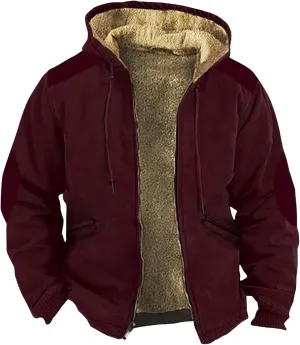 Mens Winter Coat With Hood Fleece Lined Zipper Graphic Coat Warm Heavy Big And Tall Jacket