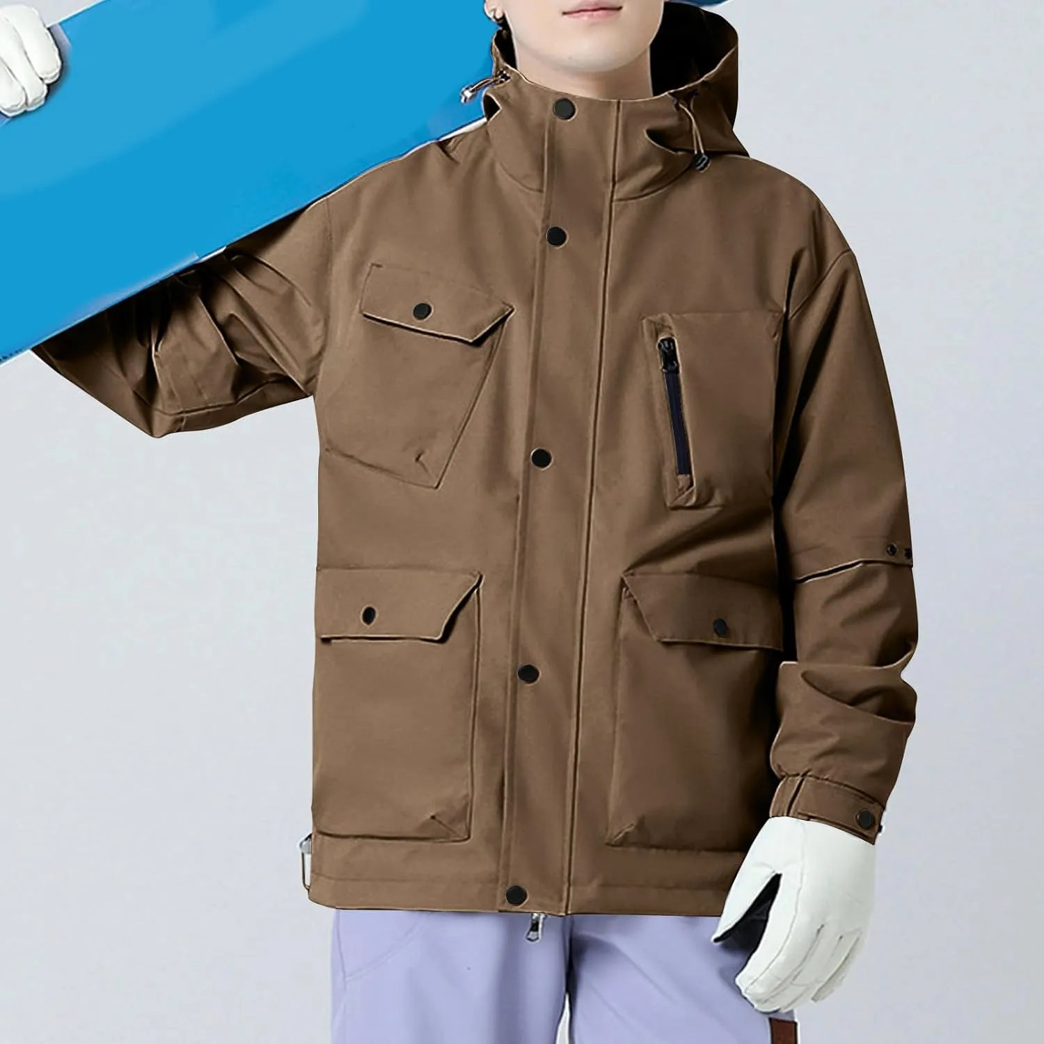 Men's Winter Coats Water Resistant Ski Snow Jacket Warm Jacket Plus Size Parka Raincoats With Multi-Pockets S-6XL