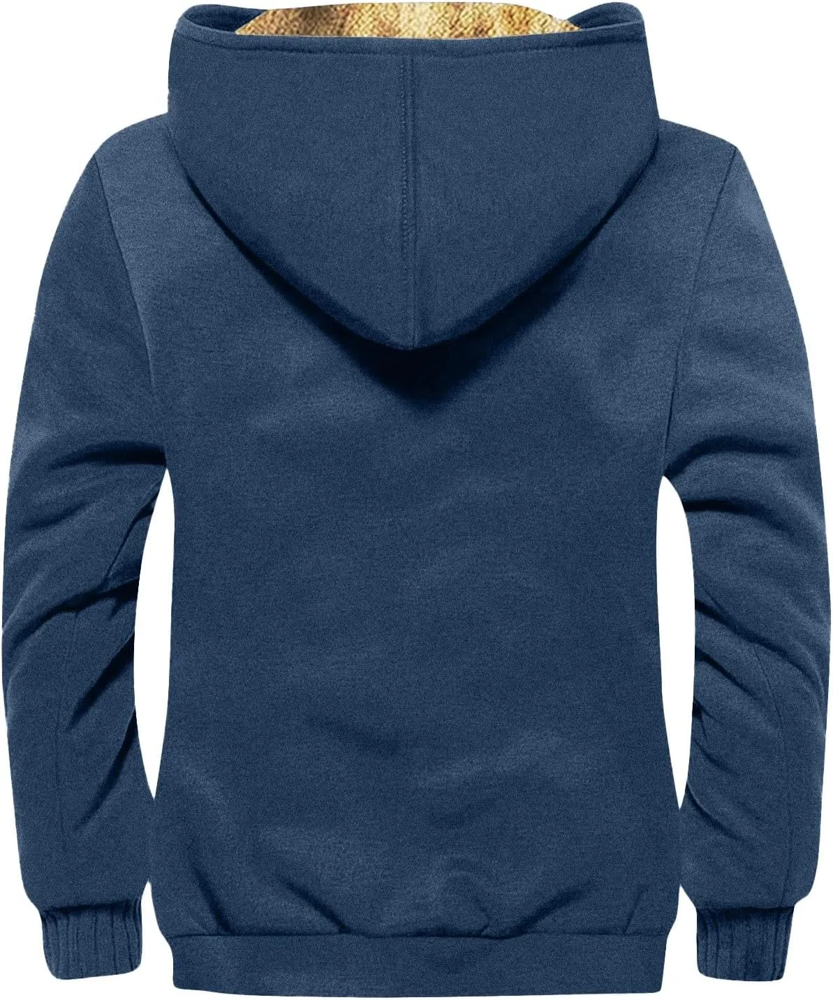 Mens Zipper Hoodies Winter Sherpa Lined Graphic Jacket Oversized Heavy Windbreaker Coat Big And Tall Windproof Outwear