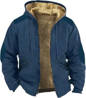 Mens Zipper Hoodies Winter Sherpa Lined Graphic Jacket Oversized Heavy Windbreaker Coat Big And Tall Windproof Outwear