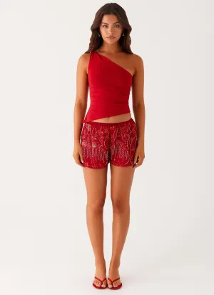 Mercer Sequin Mini Shorts - Red Mercer Sequin Mini Shorts - Red