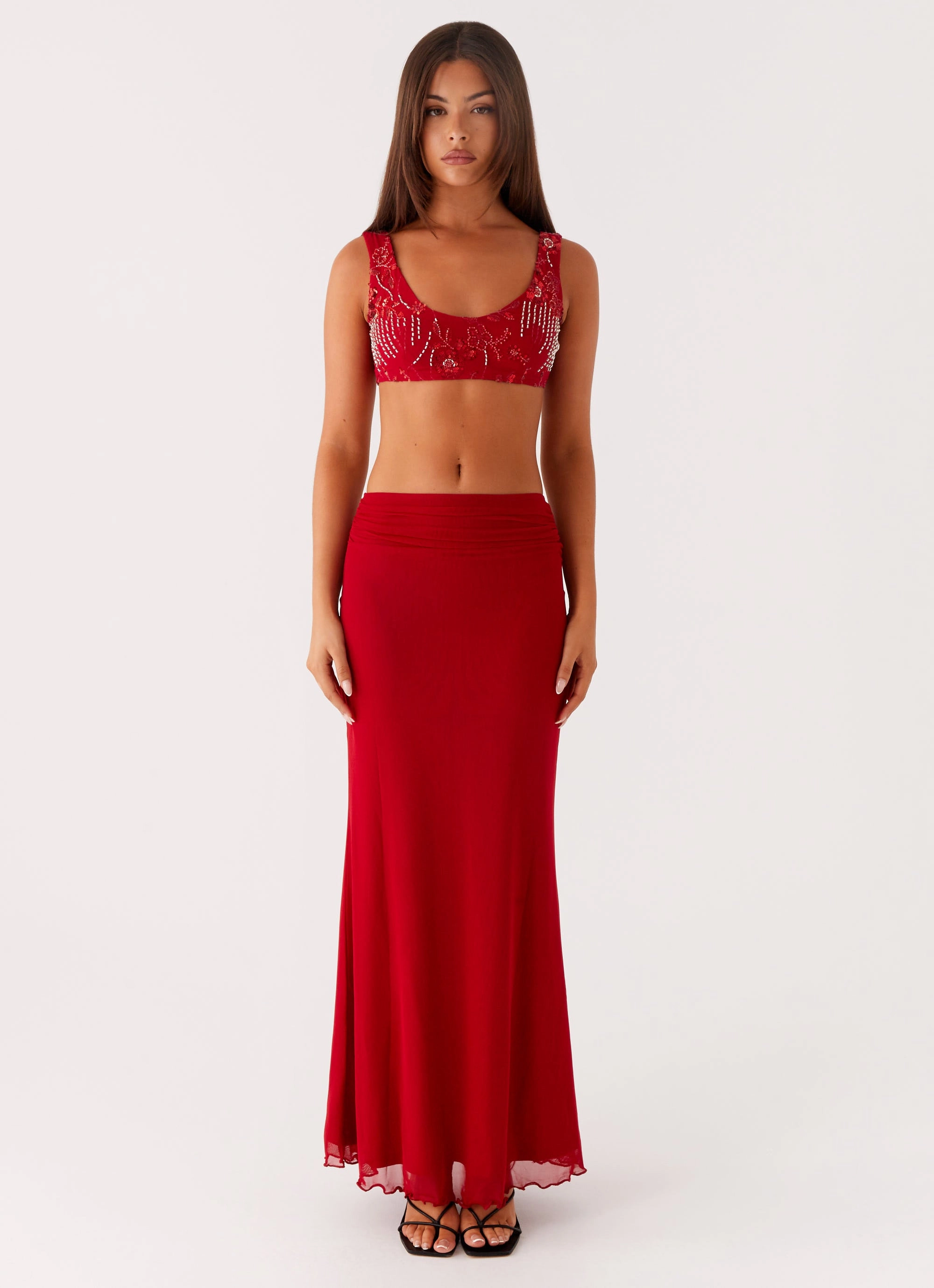 Mercer Sequin Bralette - Red