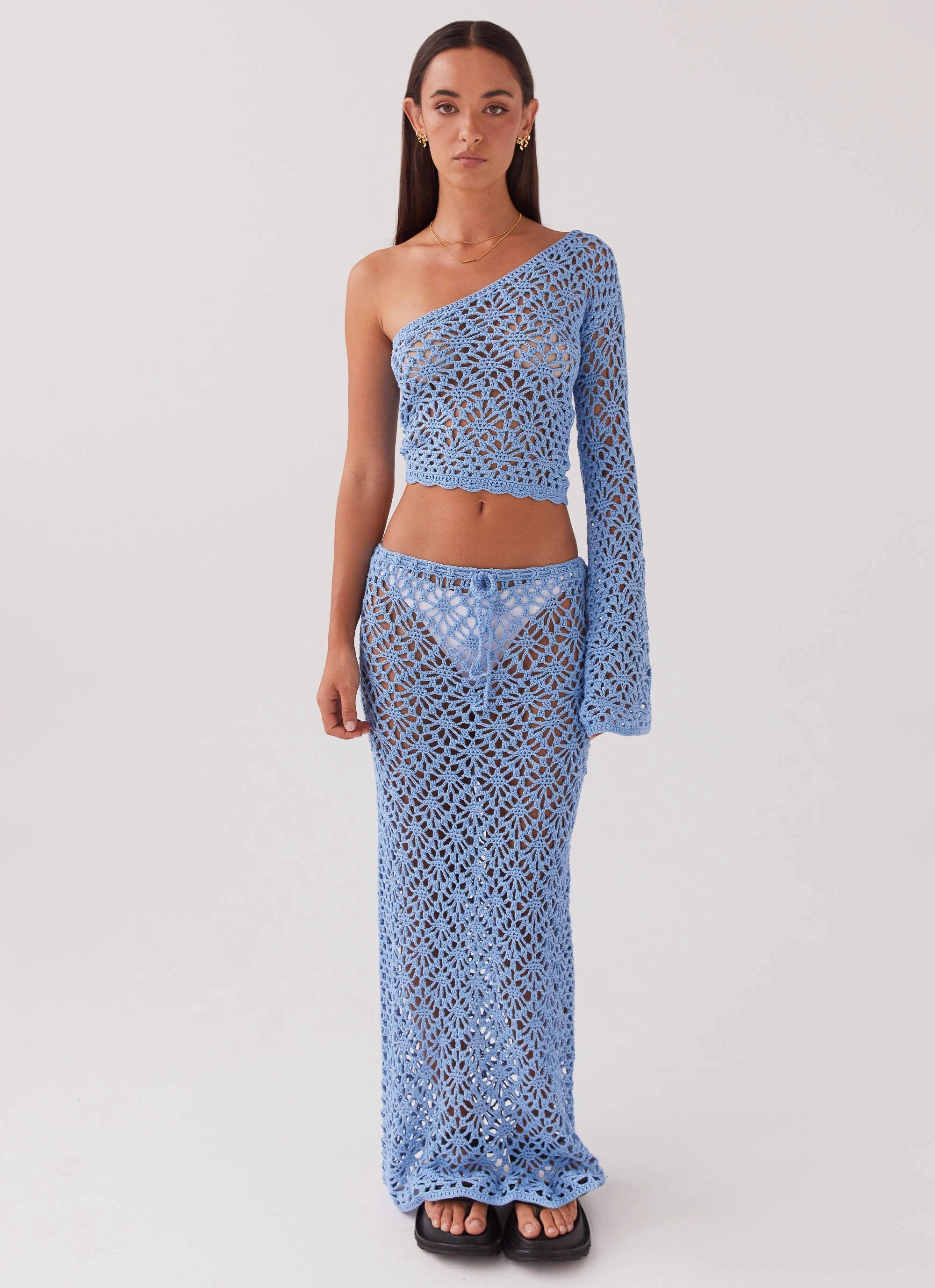 Merliah Crochet Maxi Skirt - Blue