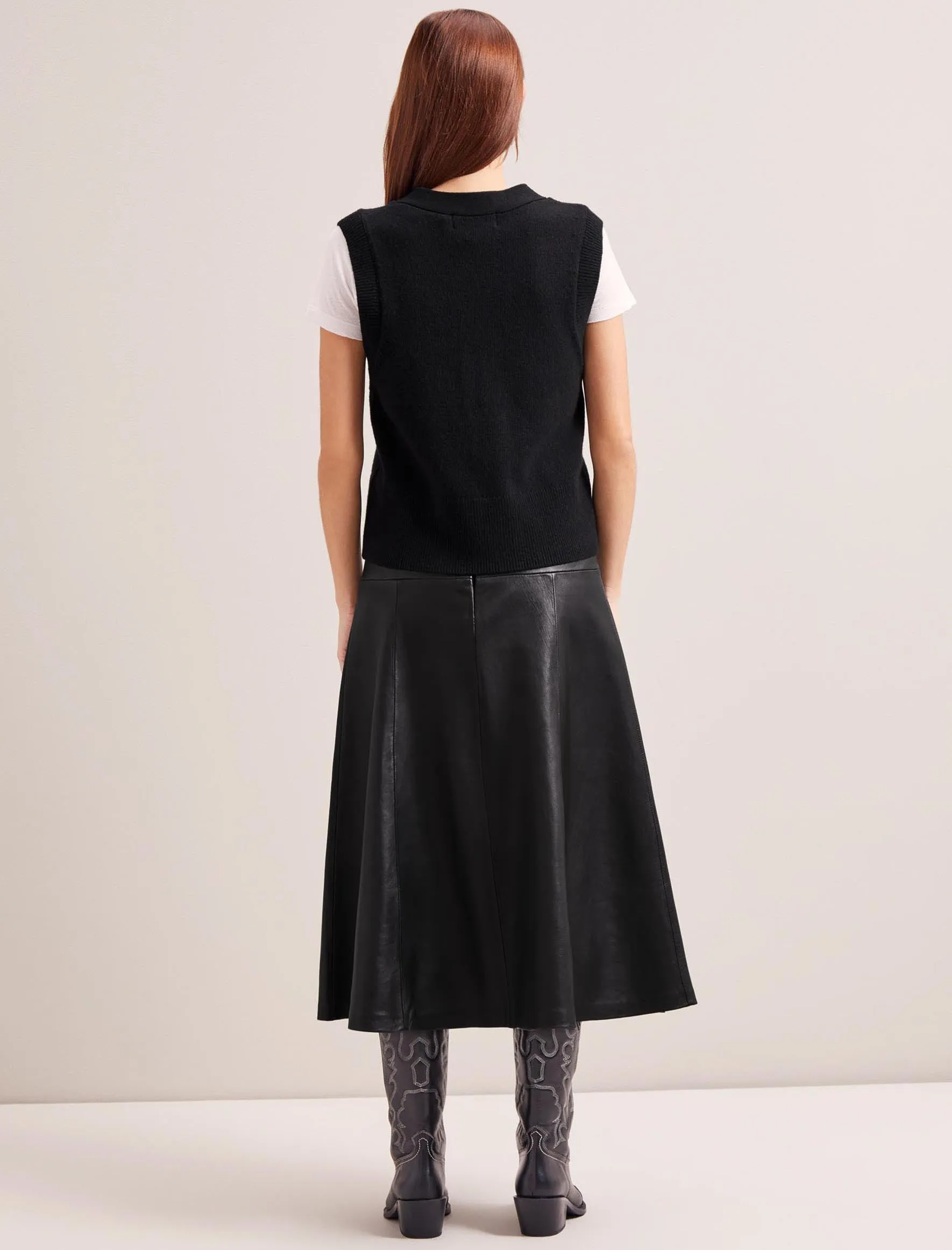 Meryl Wool V Neck Waistcoat - Black