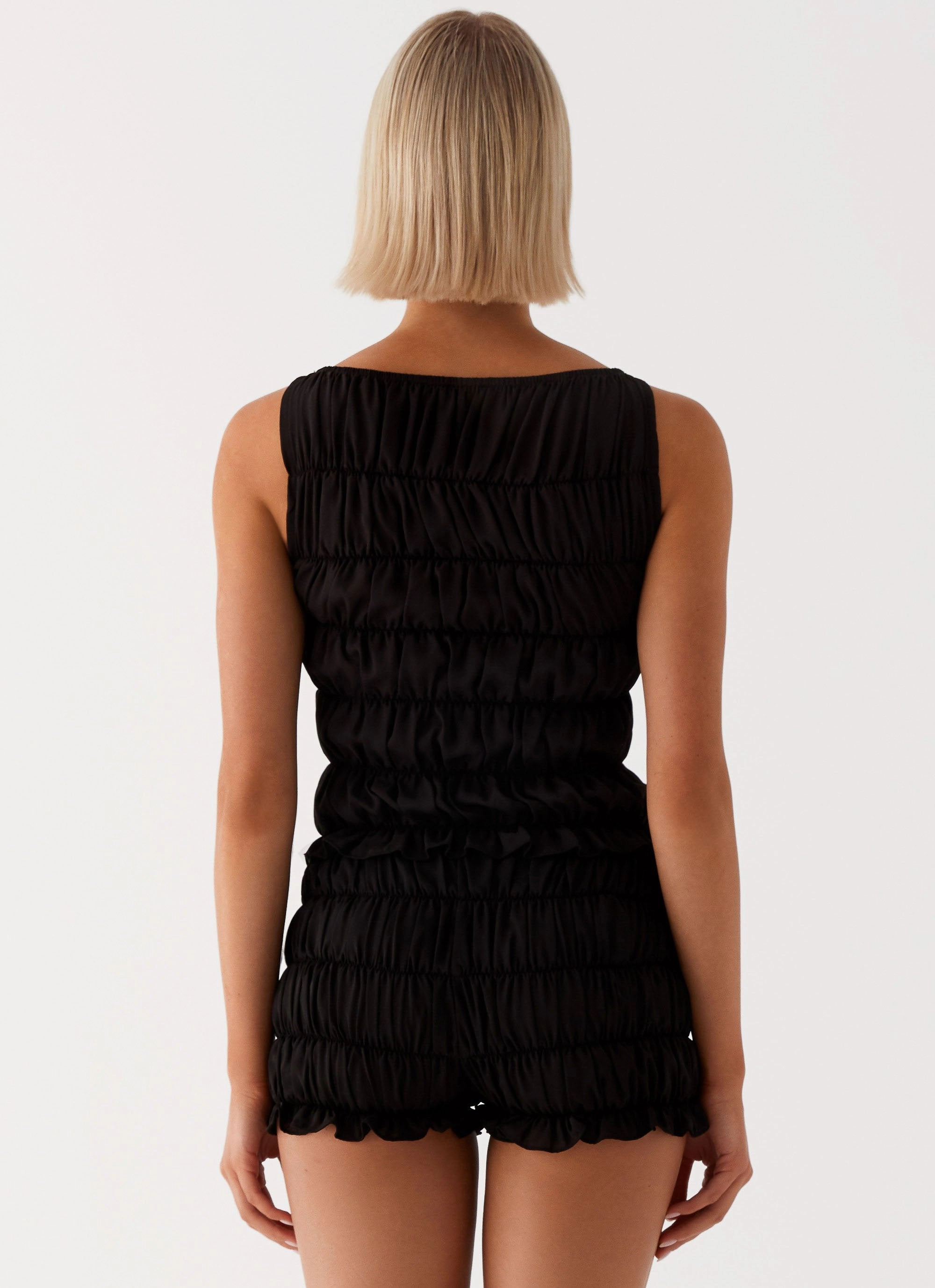 Messina Ruched Tank Top - Black