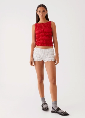 Messina Ruched Tank Top - Red Messina Ruched Tank Top - Red