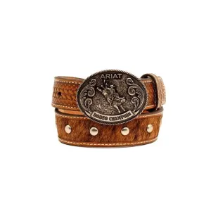 MF Western Ariat Western Belt Boys Faux Calf Hair Bull Rider Buckle Style A1305608