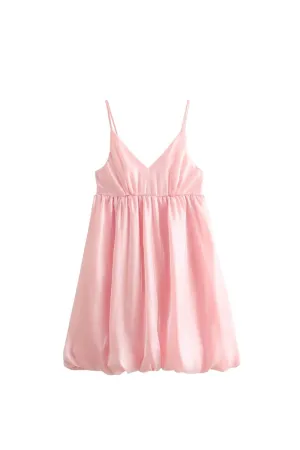 ‘Mia’ Pink Halter Puff Dress