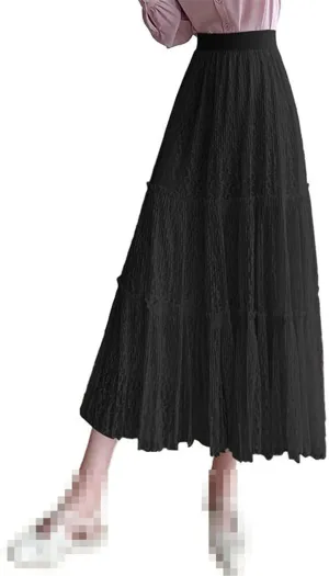 Mid-Length high-Waist A-line Flared Corduroy Skirt for Women,Spring Autumn