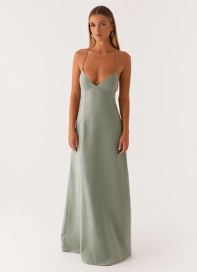 Middle Ground Linen Maxi Dress - Sage Middle Ground Linen Maxi Dress - Sage