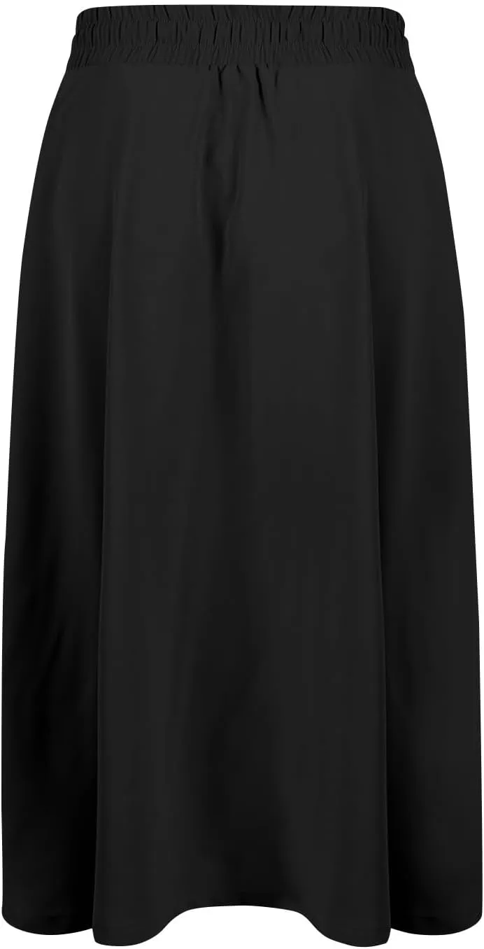 Midi Skirt for Women Summer Drawstring Elastic High Waist Skirt Knee Length Smocked A Line Fashion Skirts with Pockets