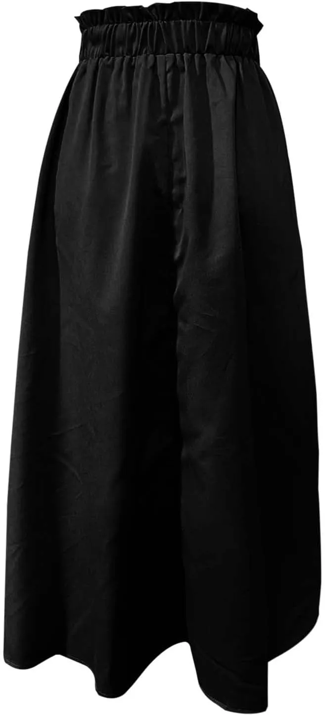 Midi Skirts for Women High Elastic Waist Loose Casual Flowy A-Line Summer Vacation Maxi Skirts with Pockets Streetwear