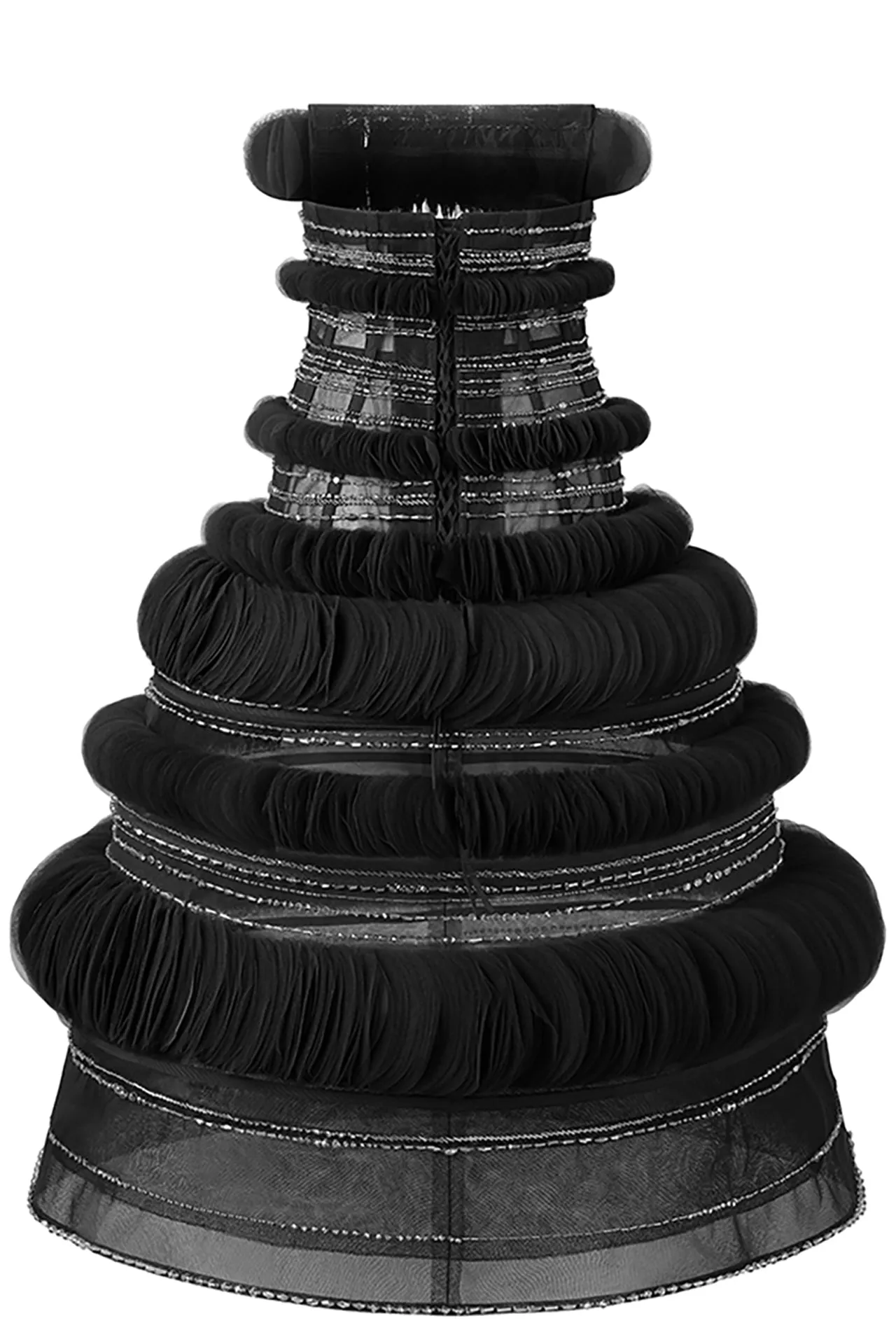 Midi Strapless Dress with Overlapping Circular Layers