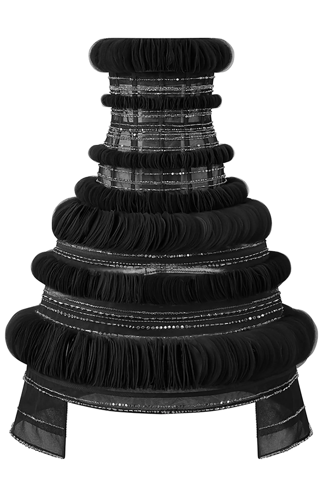 Midi Strapless Dress with Overlapping Circular Layers