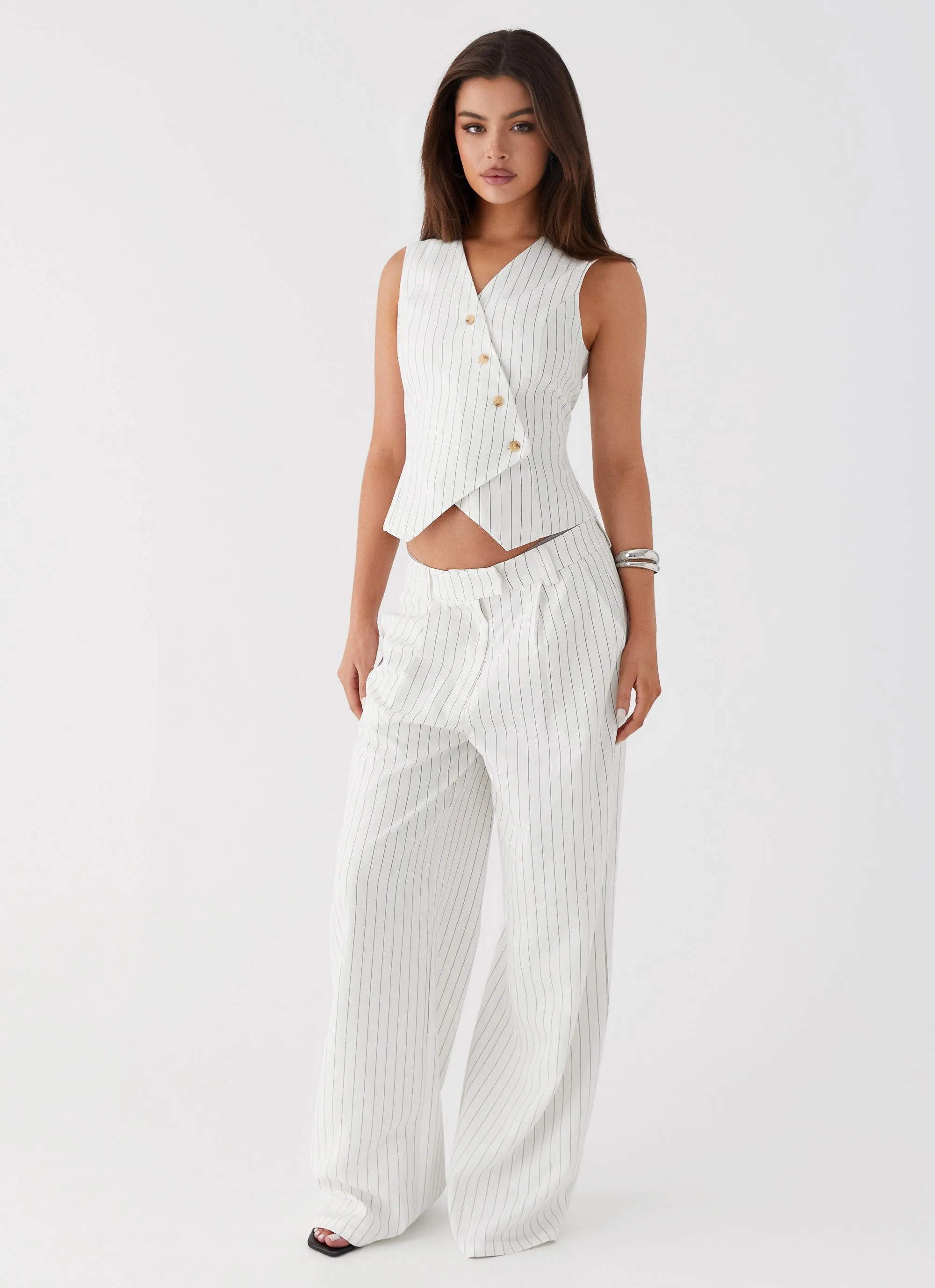 Midnight City Suit Pants - White Pinstripe