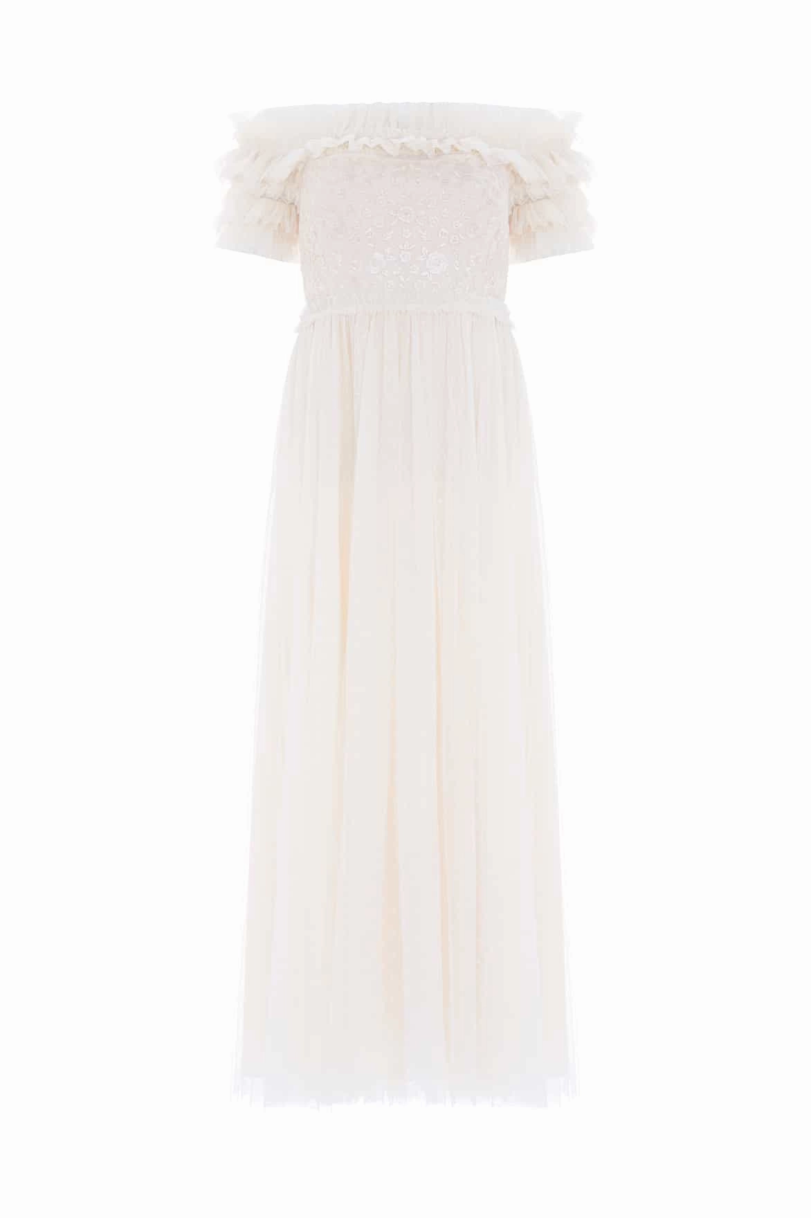 Midsummer Lace Bodice Off-Shoulder Ankle Gown