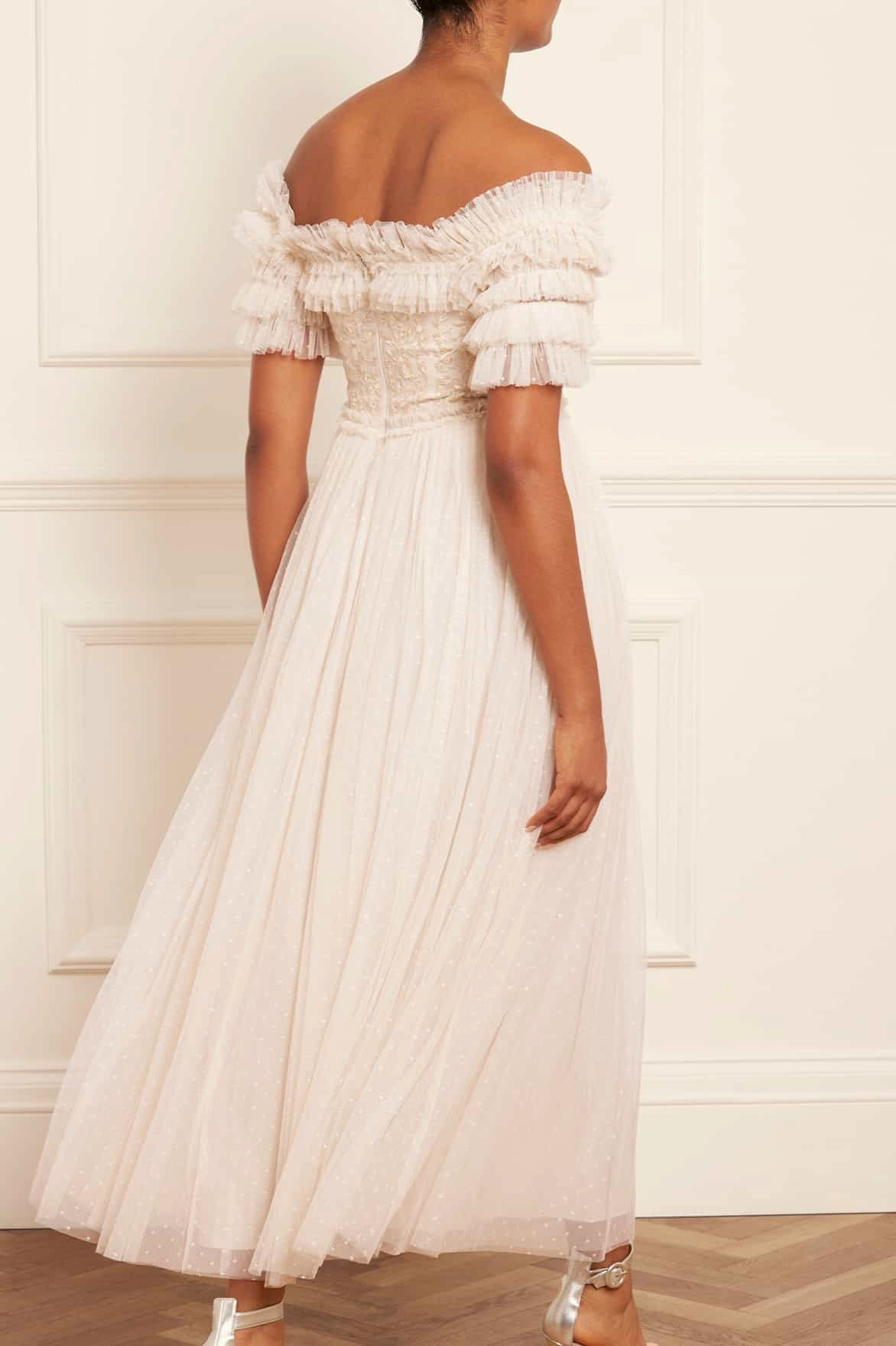 Midsummer Lace Bodice Off-Shoulder Ankle Gown