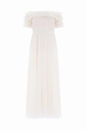 Midsummer Lace Bodice Off-Shoulder Ankle Gown Midsummer Lace Bodice Off-Shoulder Ankle Gown