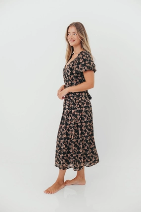 Milania Midi Dress in Black Floral Milania Midi Dress in Black Floral
