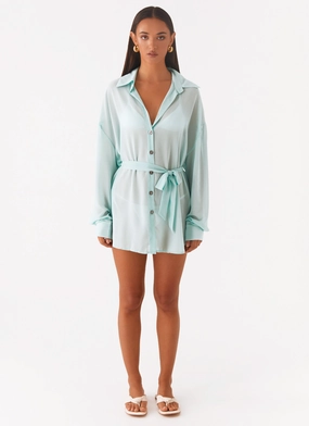 Miley Oversized Chiffon Shirt - Pale Blue Miley Oversized Chiffon Shirt - Pale Blue