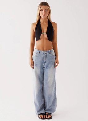 Milli Halter Beaded Top - Black Milli Halter Beaded Top - Black