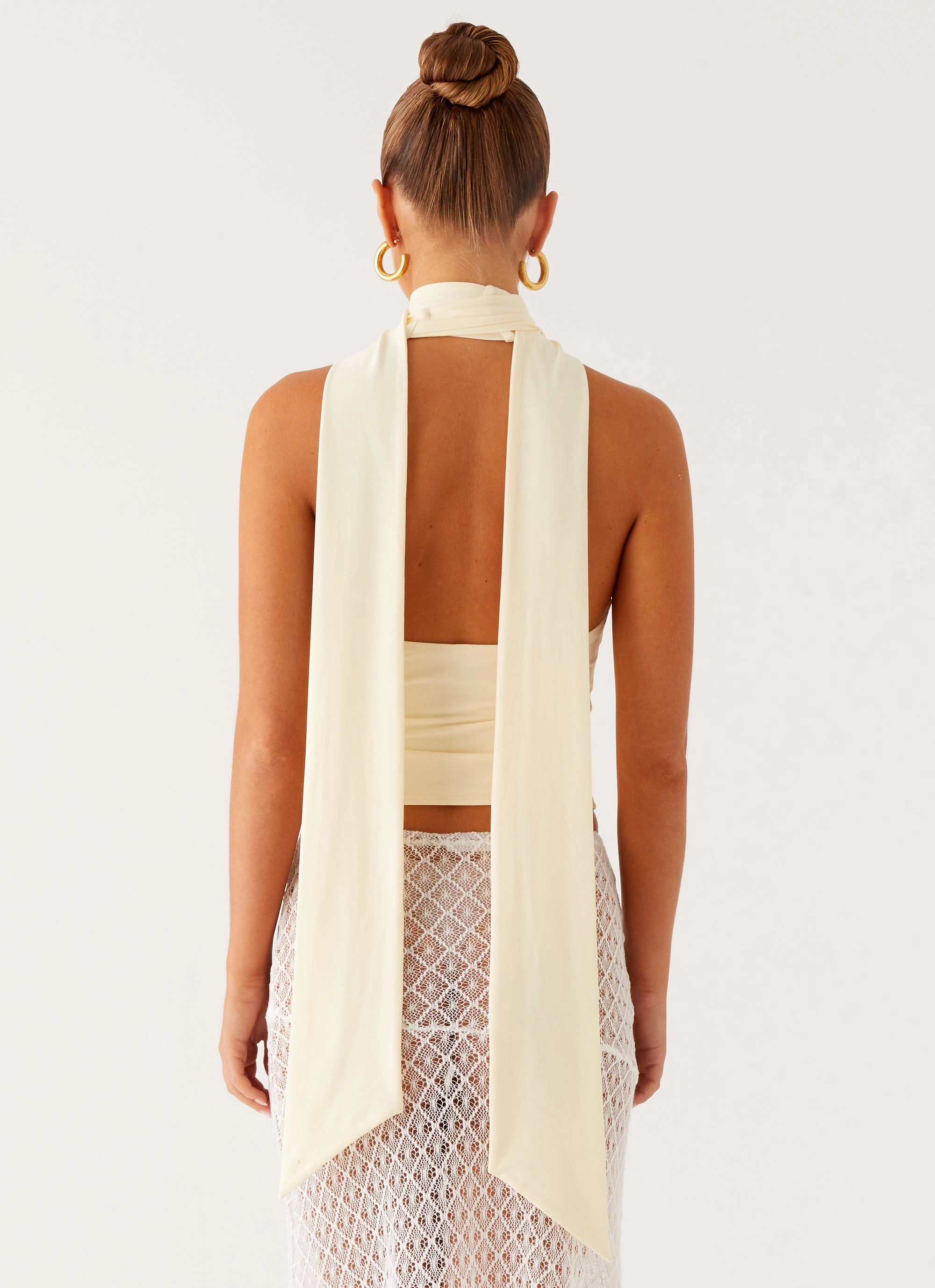 Milos Scarf Halter Neck Top - Yellow